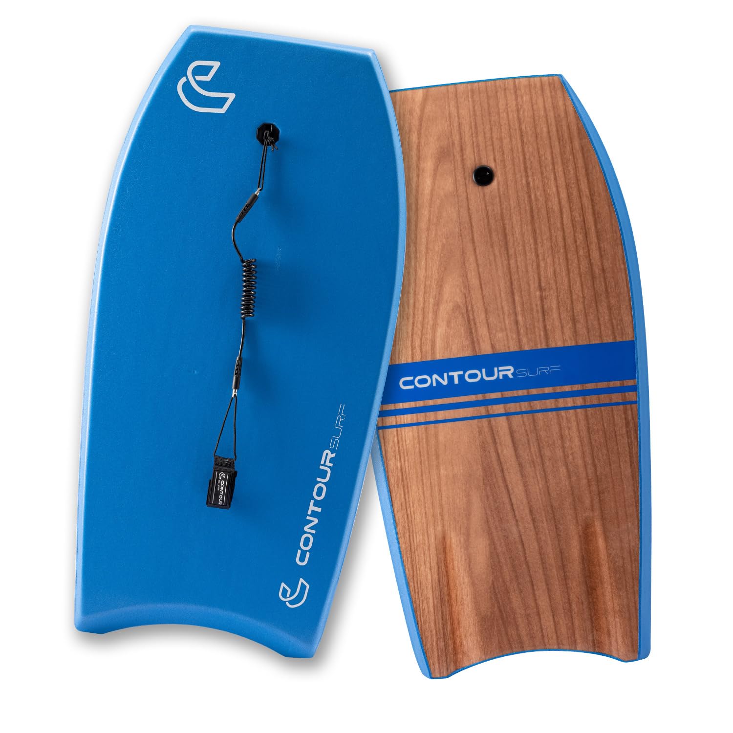 Contour Surf Maelstrom 44" Bodyboard Lightweight Durable EPS Core IXPE Deck HDPE Slick Bottom FRP Stringer Crescent Tail Dual Channel Mesh with Double Stainless Steel Swivel Coiled Wrist Leash