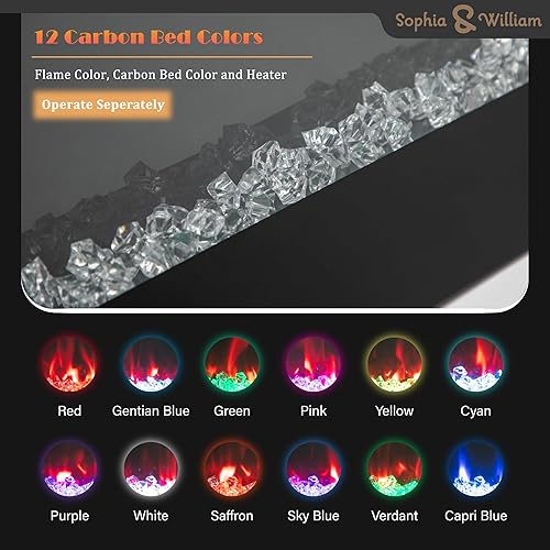 Miniatura 5 de Sophia & William Chimenea eléctrica de 72 pulgadas montada en la pared y empotrada, calentador eléctrico ultrafino de 3.86 pulgadas con control