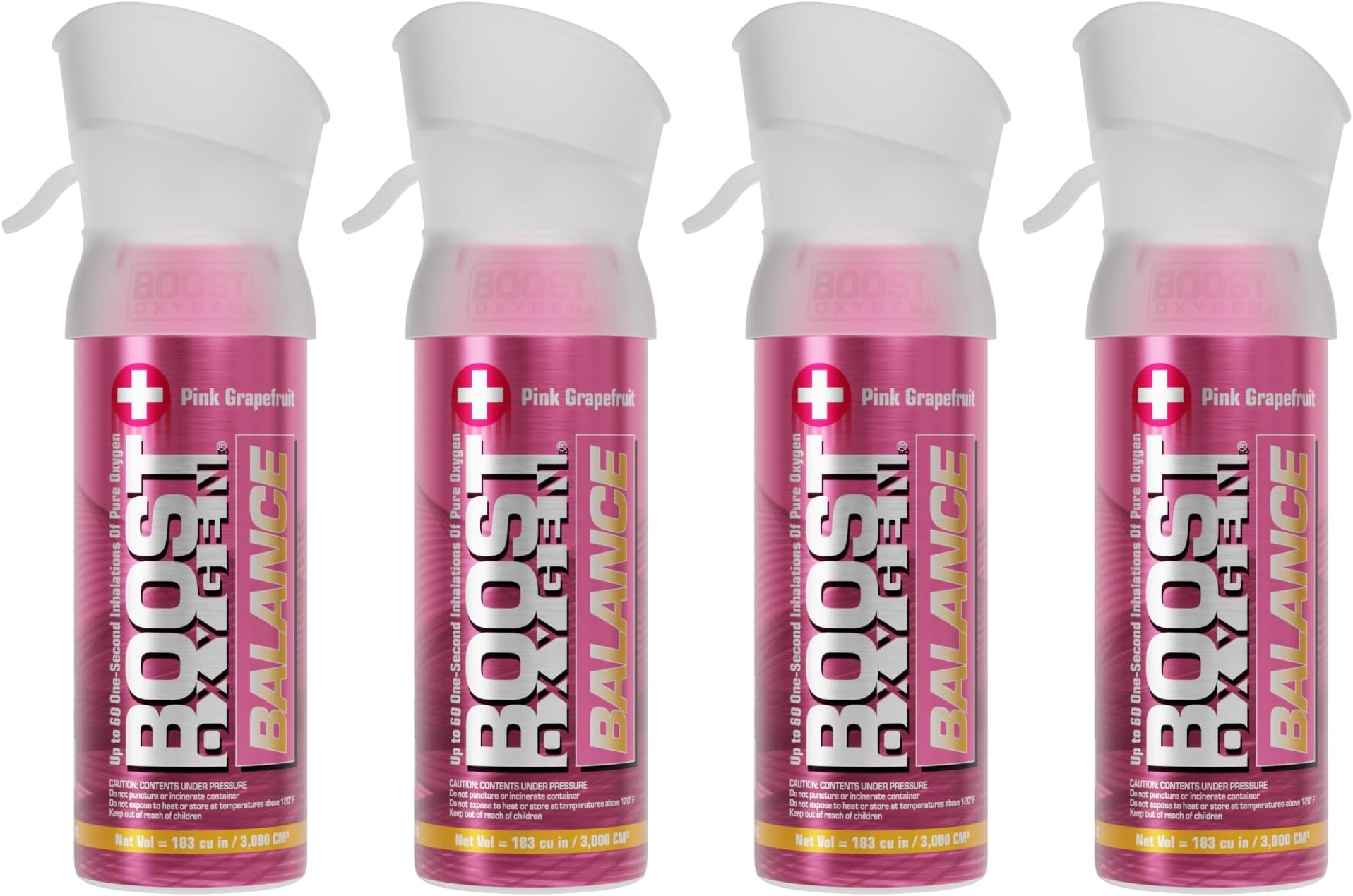 Pocket Size Balance Pink Grapefruit Aroma 3L Canister | Respiratory Support for Aerobic Recovery, Altitude, Performance & Health (4 Pack)