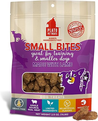 Plato Pet Treats Small Bites - Golosinas de entrenamiento secadas al aire para perros - Apoya la digestión saludable - Ingredientes limitados -