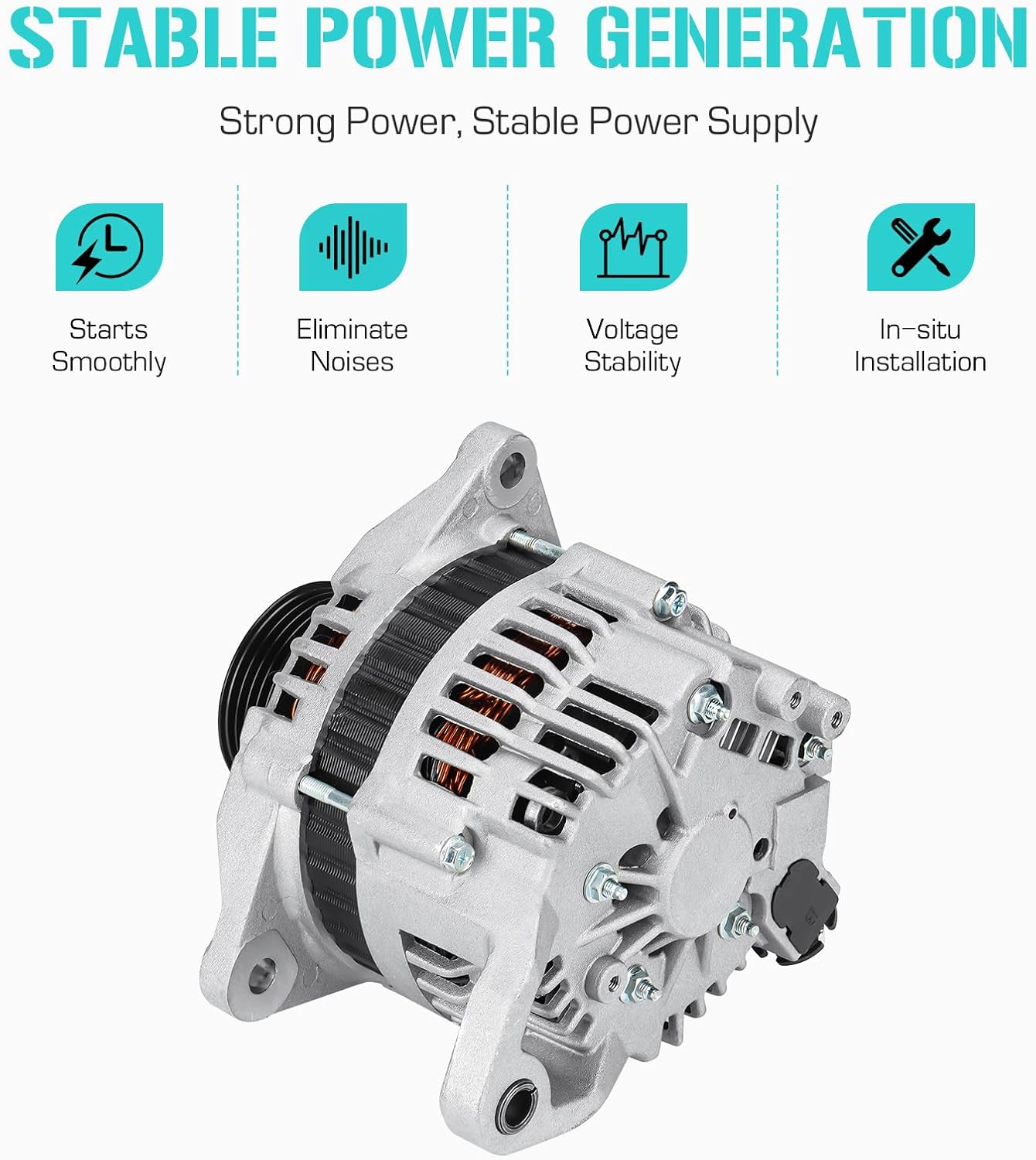 New Alternator for Nissan Pathfinder 3.3L 1997 1998 1999 2000, LR190-737, LR190-737B, LR190-737E, LR190-737F, 23100-0W001, 23100-0W002, 23100-0W003, 23100-0W004
