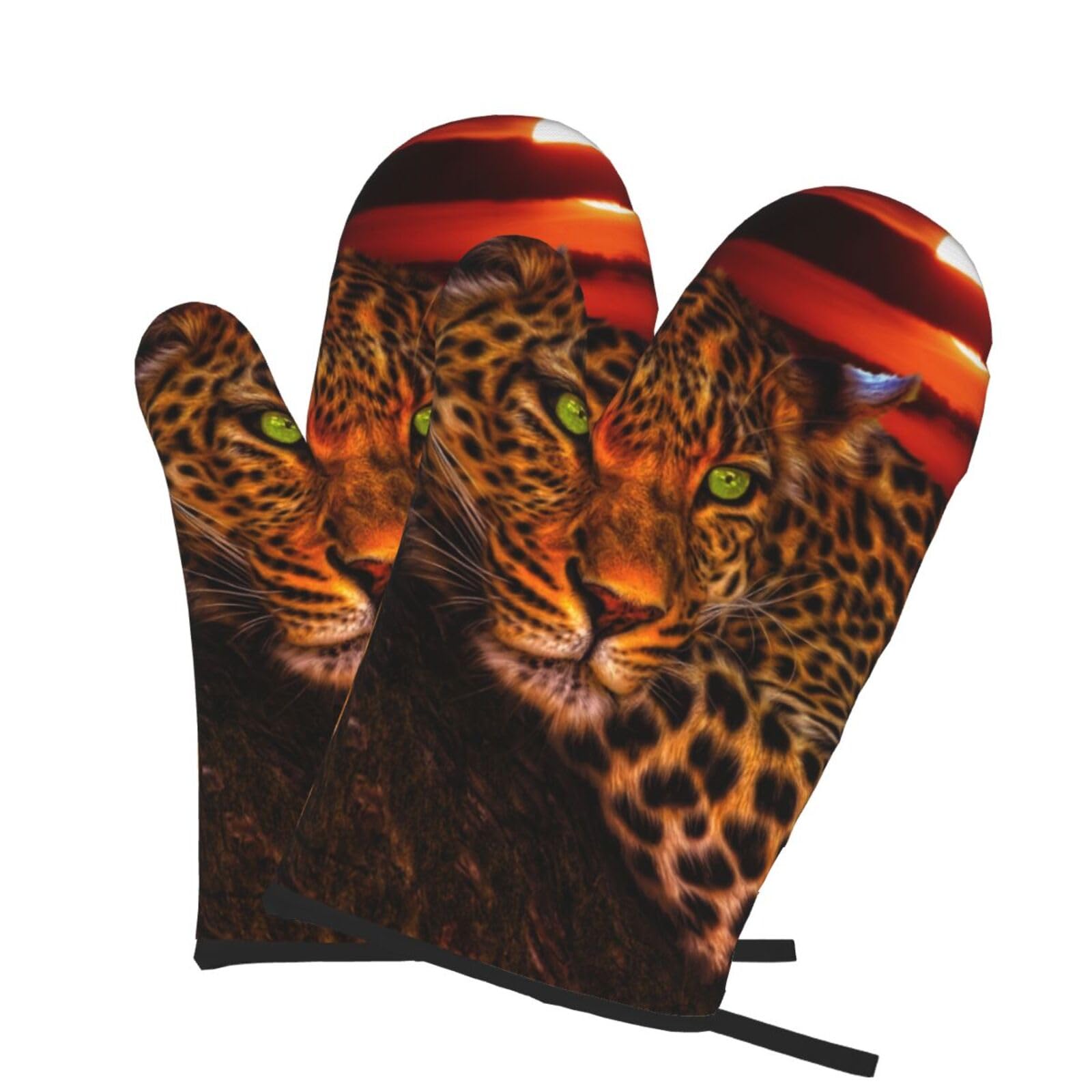 Oven Mitts Set of 2 Pcs, wild animals Prints Heat Resistant Kitchen Gloves for Cooking Baking Grilling