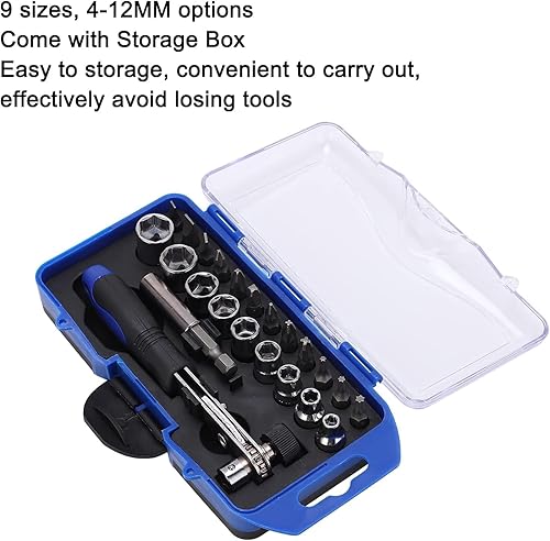 Miniatura 4 de Juego de 23 destornilladores de trinquete con mango de liberación rápida, llave de taladro, herramientas de reparación para todo el trabajo