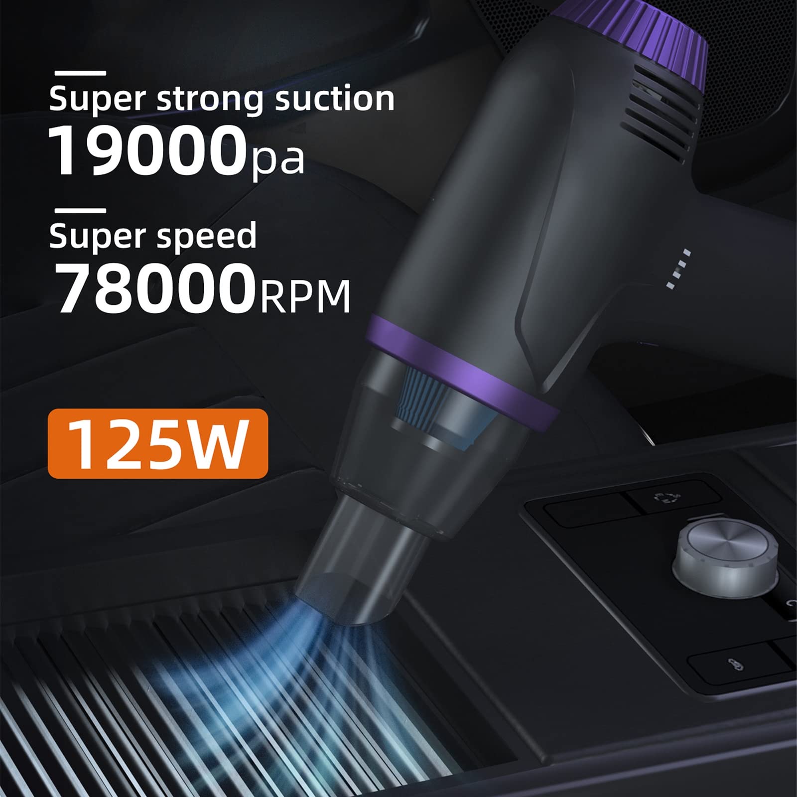 Plumero de Aire inalámbrico de 78000 RPM, Aspirador de Coche 2 en 1, soplador de Polvo de Mano, Pistola de soplado de Aire comprimido para Interior del Coche, hogar, Oficina, 15000mah
