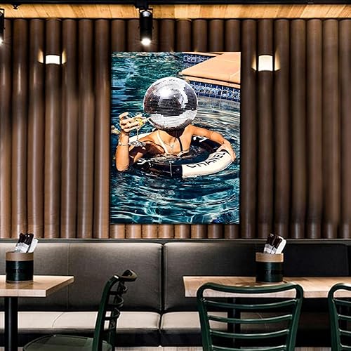 Miniatura 7 de Lienzo de discoteca enmarcado, arte de pared, decoración de bola de discoteca, pósteres funky, arte de cóctel moderno, estético, decoración de pared