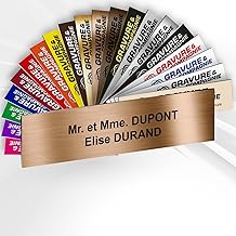 Personalised 1 to 3 Lines Letter Box Plaque - Engraved Name - PVC Adhesive - 10 x 2.5 cm (Antique Gold Metallic)