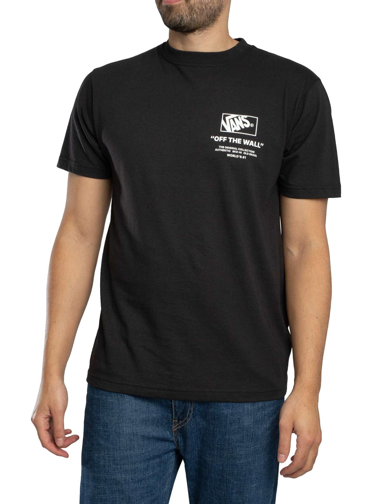 Vans Herren T-Shirt Mit Gestapeltem Rückenmotiv, Black/White