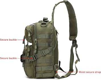 حقيبة حبال تكتيكية حقيبة ظهر روفر عسكرية حقيبة حبال EDC Molle Assault Range Bag Crossbody Chest Pack (Army Green)