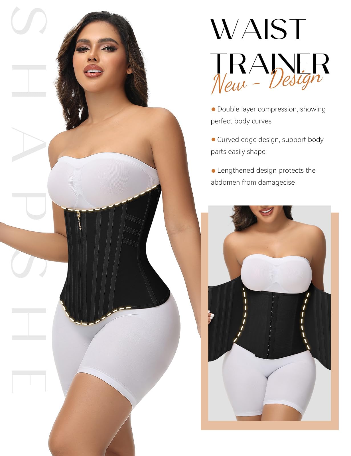 SHAPSHE Entrenador de cintura para mujer, con control de abdomen, corsé deportivo para entrenamiento, faja posparto, gimnasio