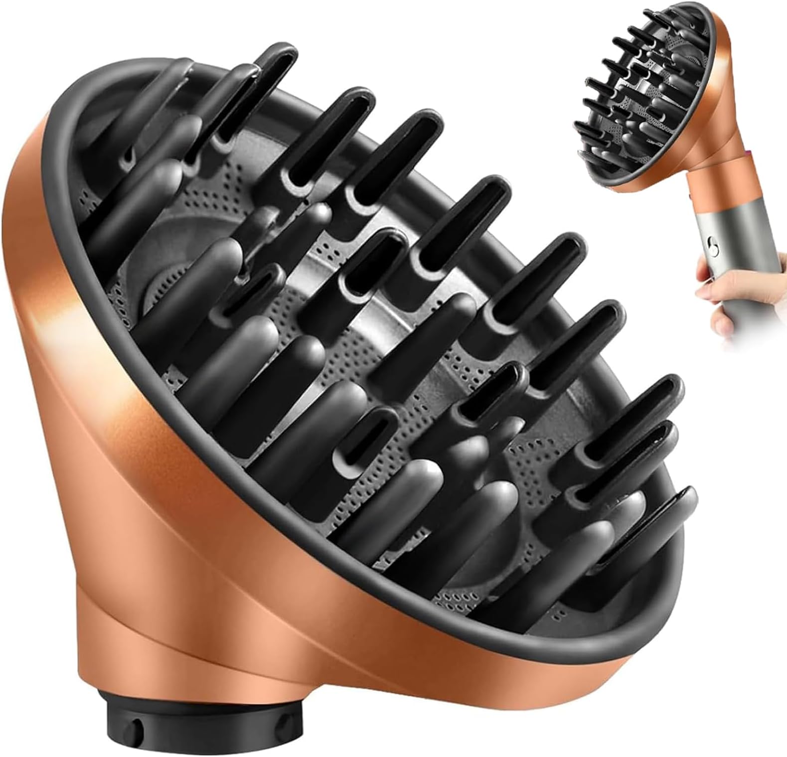 Upgraded Large Diffuser Attachment for Dyson Airwrap Styler Converts to Hair Dryer for Fast Drying Wave Curly Thick Hair, Heat Resistant Nylon Fiber Nozzle Attachments, Gold