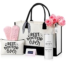 Geiserailie 8 Pcs Christmas Doctor Gifts for Women Including Large Tote Bag Cosmetic Bags Tumbler Cup Plush Socks Metal Keychain Card and Envelope for Doctor Thank You Gifts