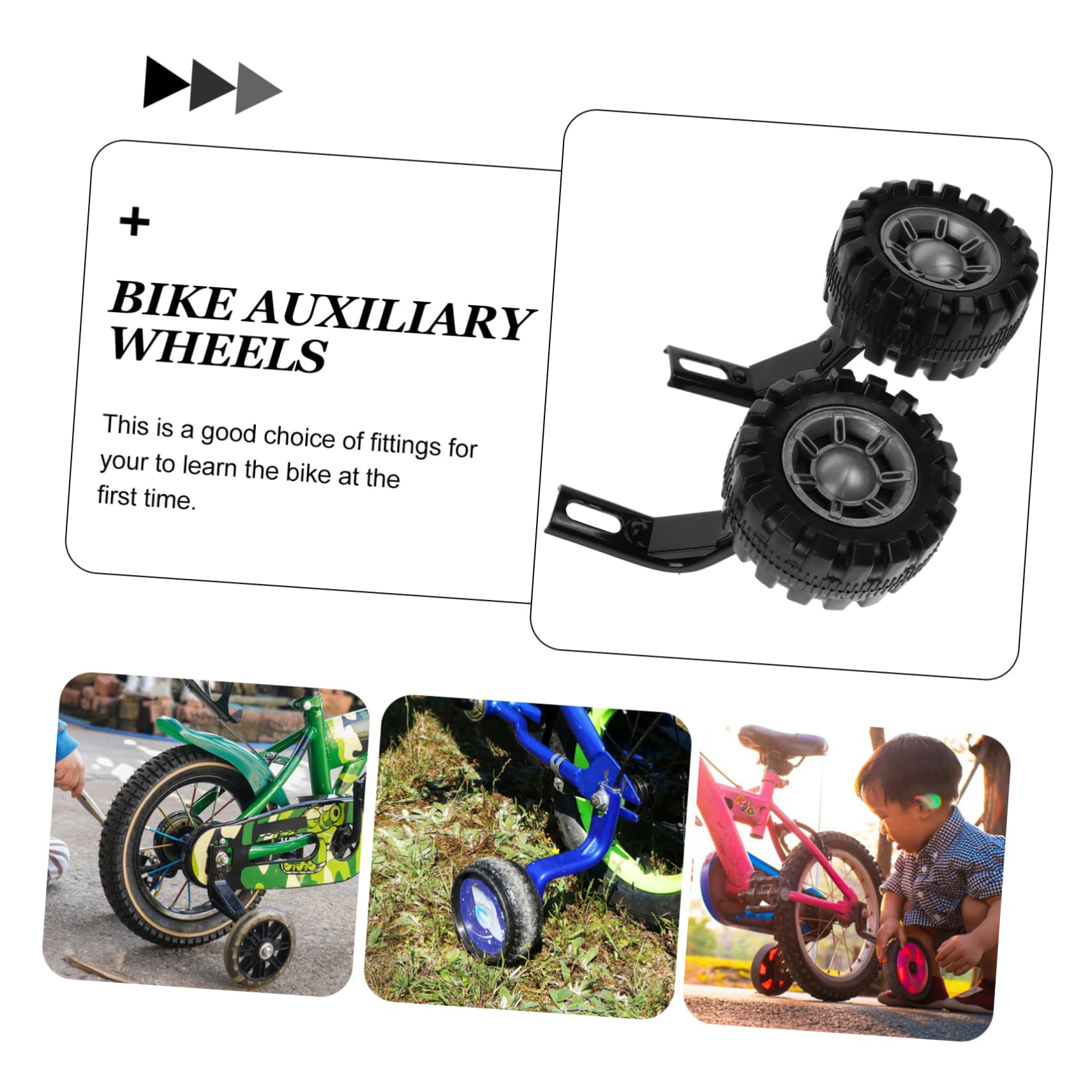 HANABASS Ruedas Auxiliares de Metal Negro para Bicicleta Infantil Soporte de Entrenamiento Seguro y Estabilizador Ajustable para Niños
