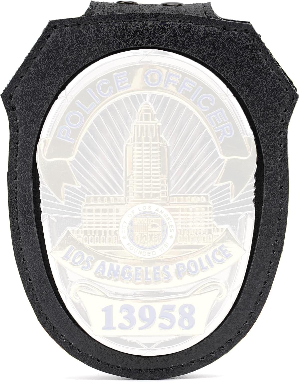 TT TYTX LAPD Badge Holder, Phoenix Police Patrol Officer Belt Clip Badge Holder with Universal Round Neck Stainless Steel Chain and Concealed Photo Pocket (Badge not Included)