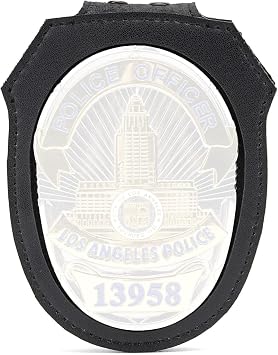 LAPD Badge Holder, Phoenix Police Patrol Officer Belt Clip Badge Holder with Universal Round Neck Stainless Steel Chain and Concealed Photo Pocket Badge not Included