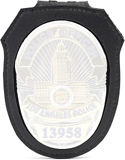 TT TYTX LAPD Badge Holder, Phoenix Police Patrol Officer Belt Clip Badge Holder with Universal Round Neck Stainless Steel Chain and Concealed Photo Pocket (Badge not Included)