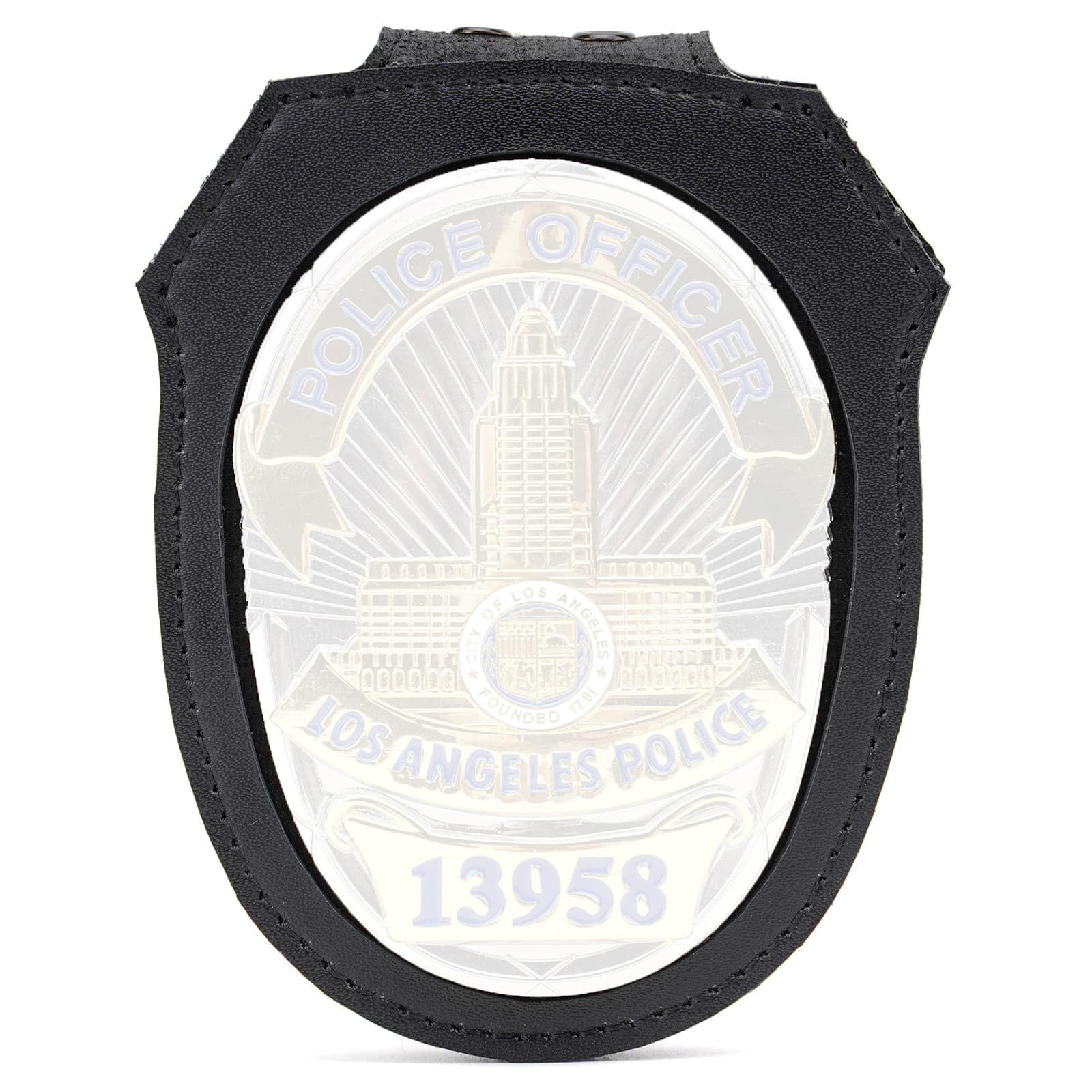 TT TYTX LAPD Badge Holder, Phoenix Police Patrol Officer Belt Clip Badge Holder with Universal Round Neck Stainless Steel Chain and Concealed Photo Pocket (Badge not Included)