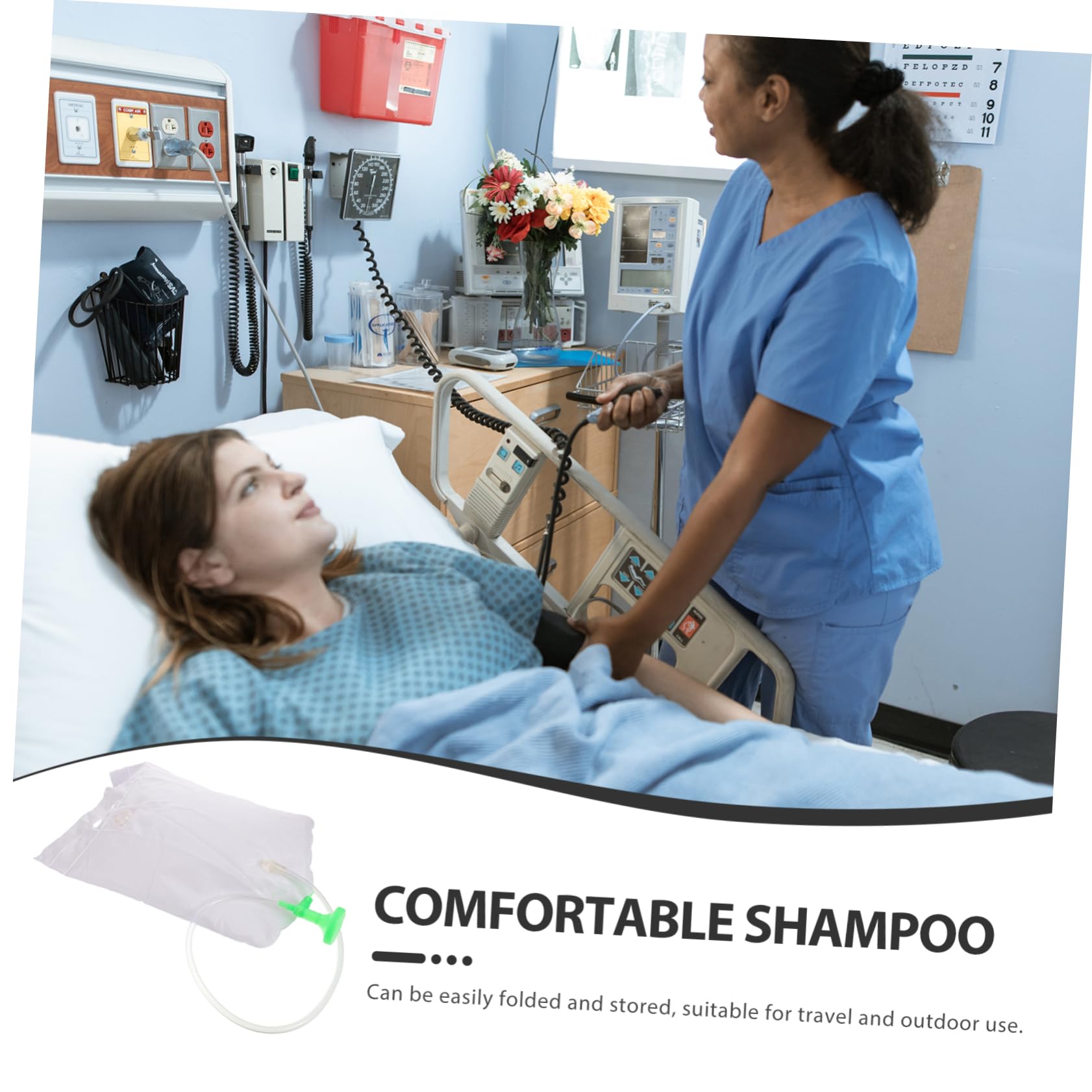 FRCOLOR 3pezzi Borsa Doccia Portatile Per Lavaggio Per Pazienti Letto Con Doccetta e Soluzione Comoda Per Igiene Personale Casa e