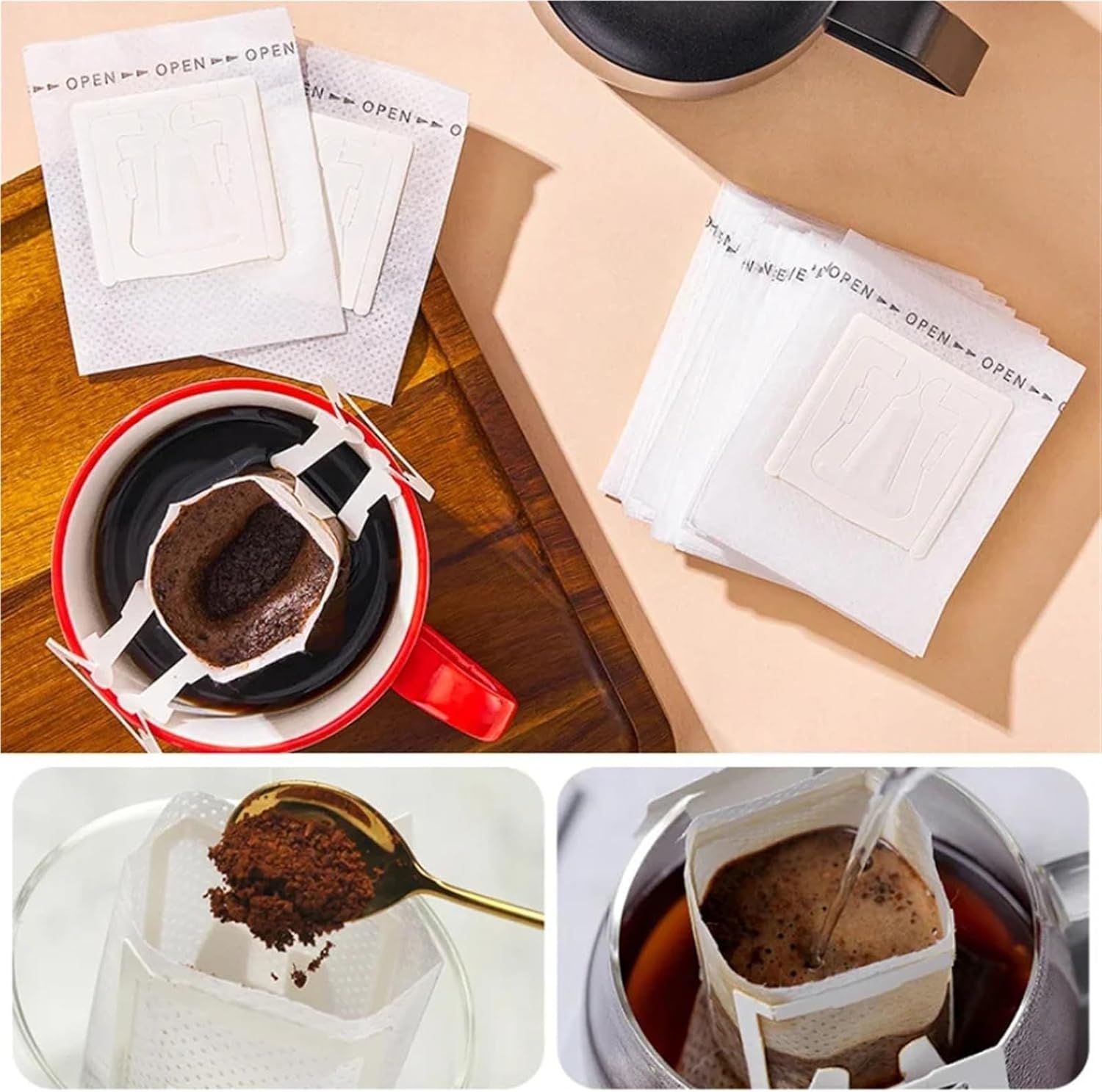 Compatible Coffee Filter Bags Disposable Drip Paper Hanging Ear 100/200pcs(100PCS)