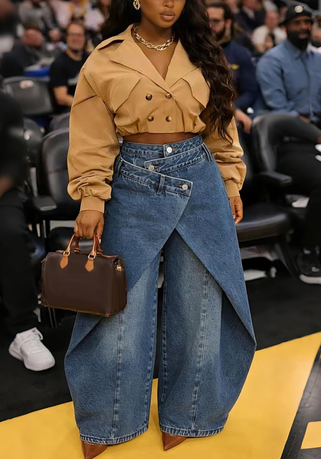 Unybwonn Cargo Pants Women High Waist Baggy Asymmetrical Y2k Harem Pants Wrap Waist Wide Leg Going Out Trousers Streetwear