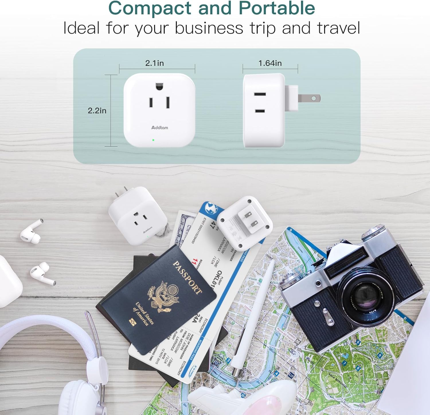 2 Pack US to Japan Plug Adapter, Japan Power Travel Adpter with 3 Outlets 3 USB Ports(2 USB C), Type A Travel Power Converter Plug Adaptor for USA to Japanese China Canada Mexico Philippines Peru