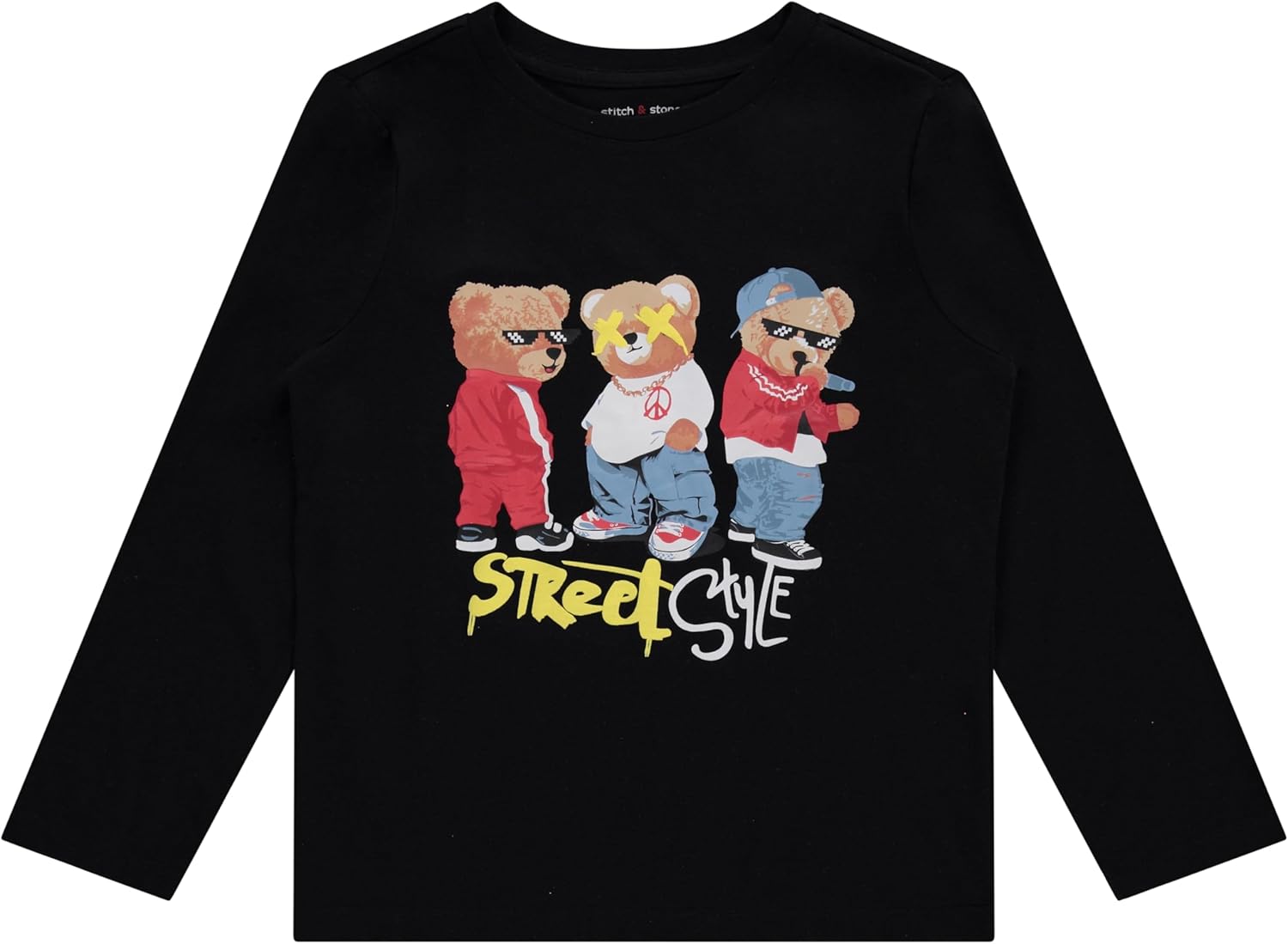 STITCH & STONE Boys 4 Pack Long Sleeve Graphic Tops, Stylish and Comfortable Tees for Kids - Image 2