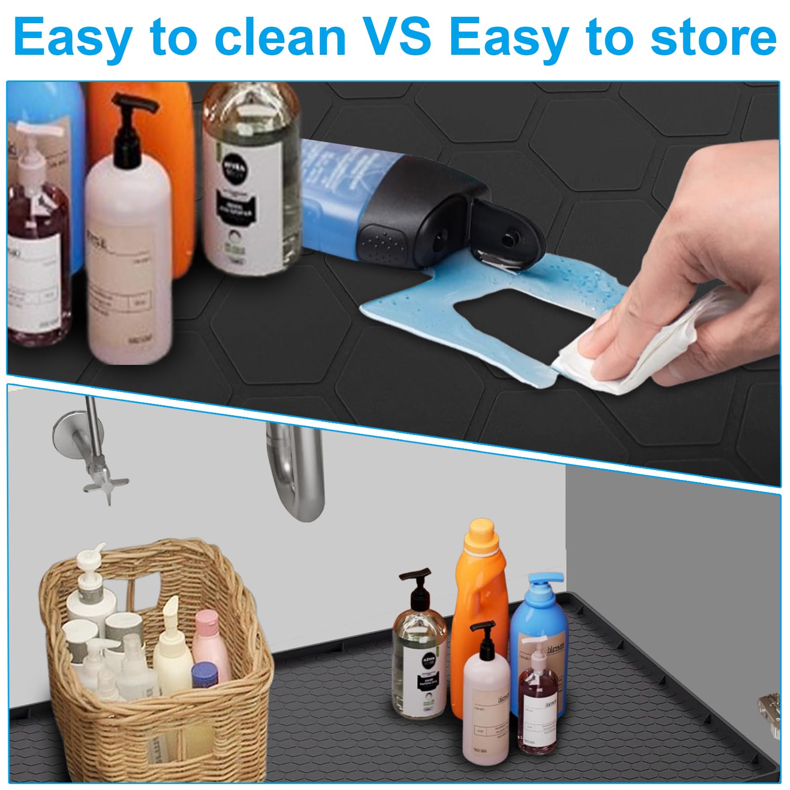 Waterproof Under Sink Mat,Silicone Under Sink Liner, Under Kitchen Sink Mat, Waterproof & Flexible Sink Mats for Kitchen,Bathroom,Storage Sink Drip Tray and Laundry Room,Pet Eating Place etc-28