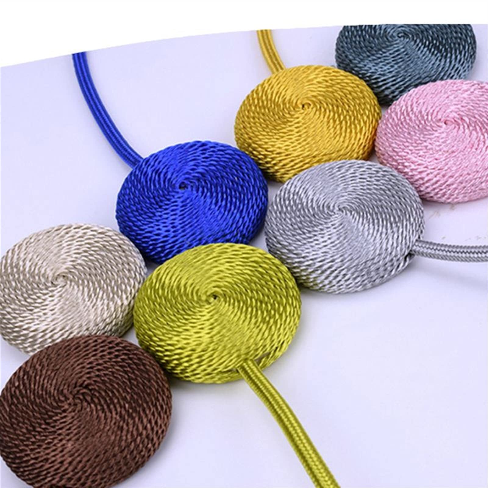 Embrasses de rideaux magnétiques, 2 pièces, boucle chaîne sphérique tressée, sangle fenêtre, pince retenue draperie, supports corde(C)