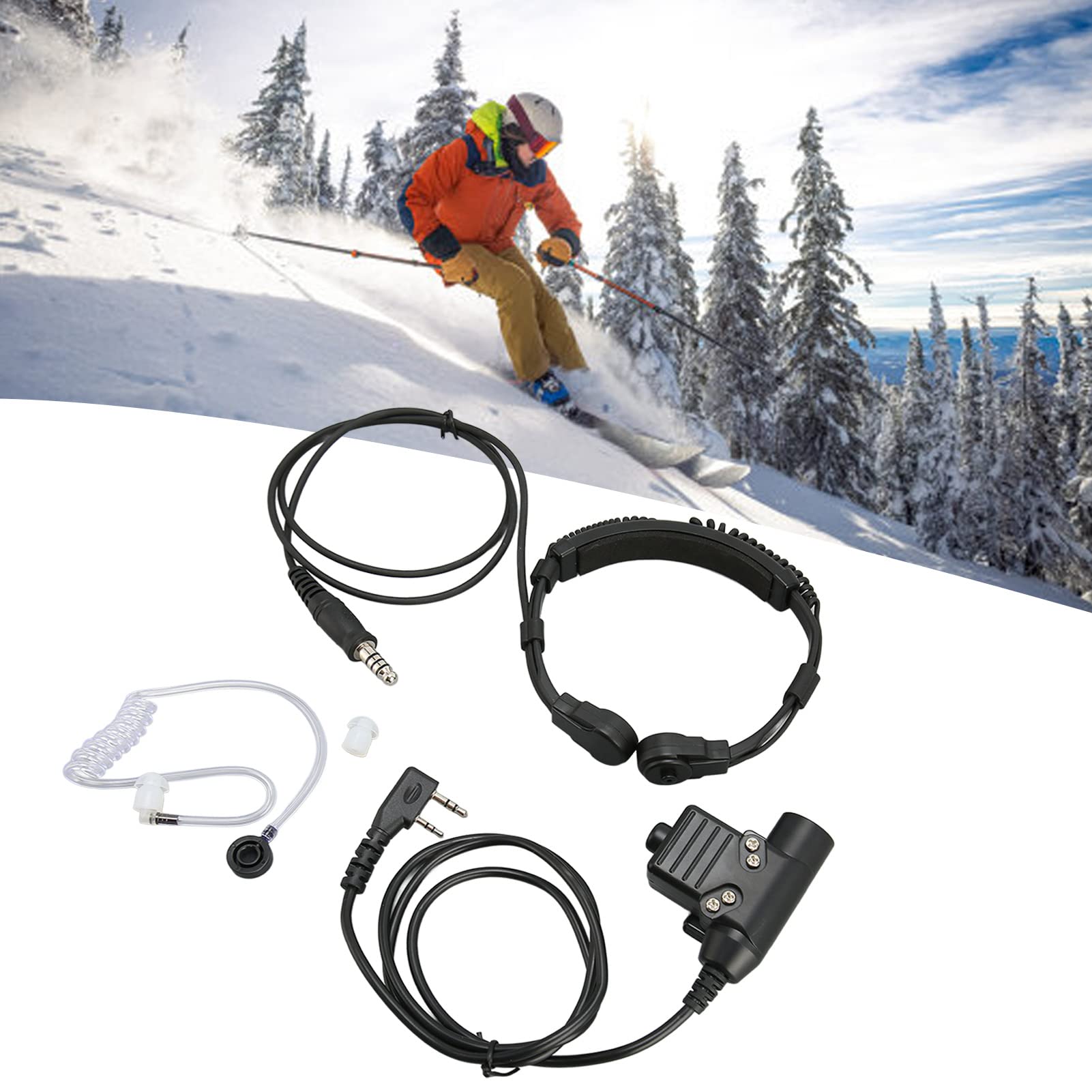 Auricolare Microfono Gola, Microfono Auricolare con Microfono PTT a Dito, Auricolare Radio Telescopico a 2 Vie per UV 5R BF 888S BF F8 BF F9 UV 82