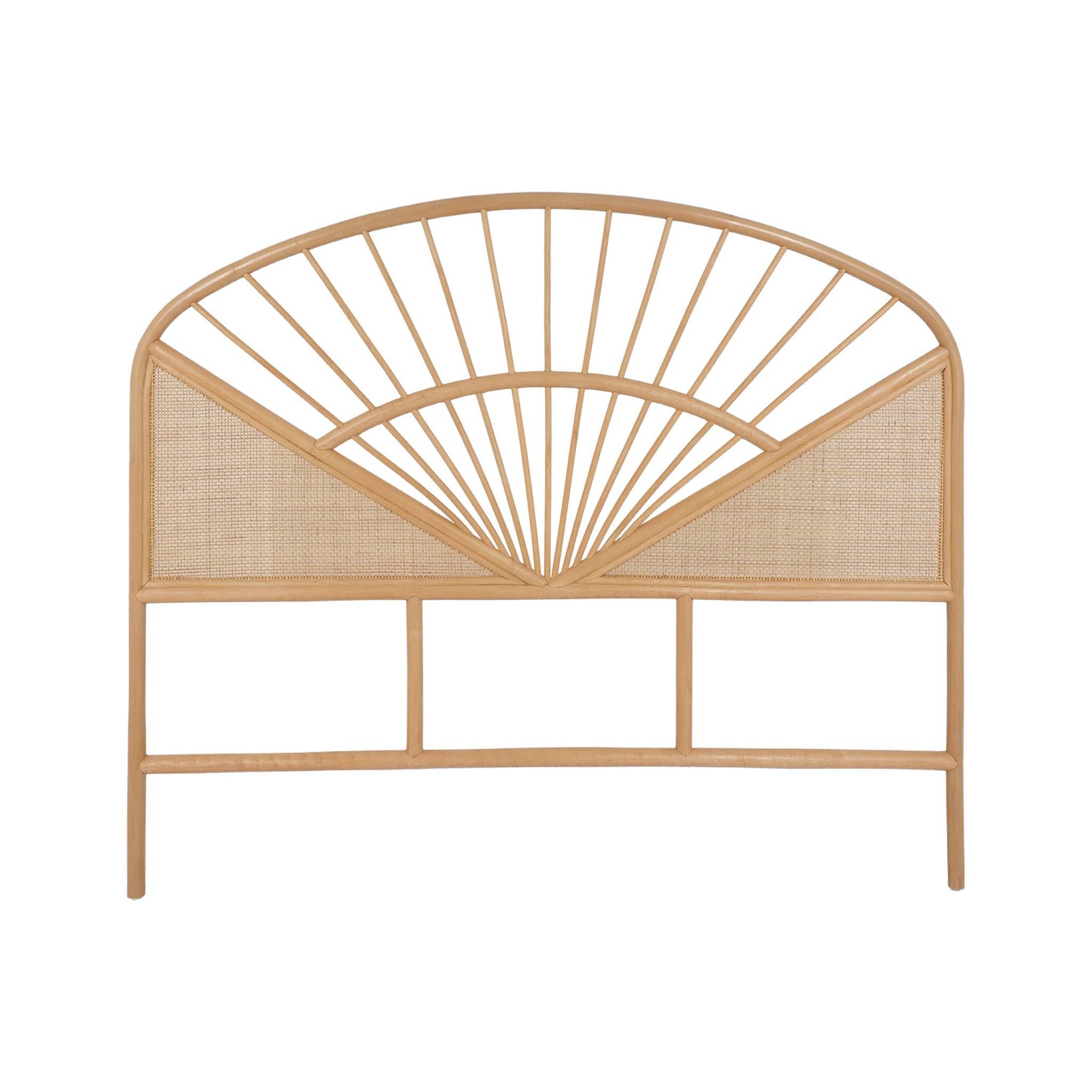 sweeek - Kopfteil aus natürlichem Rattan und Rohrgeflecht, helles Holz - Tomia