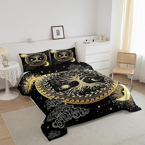 Miniatura 10 de Manfei Juego de edredón bohemio tamaño matrimonial, juego de ropa de cama con estampado de elefante bohemio de 3 piezas para niños y niñas,