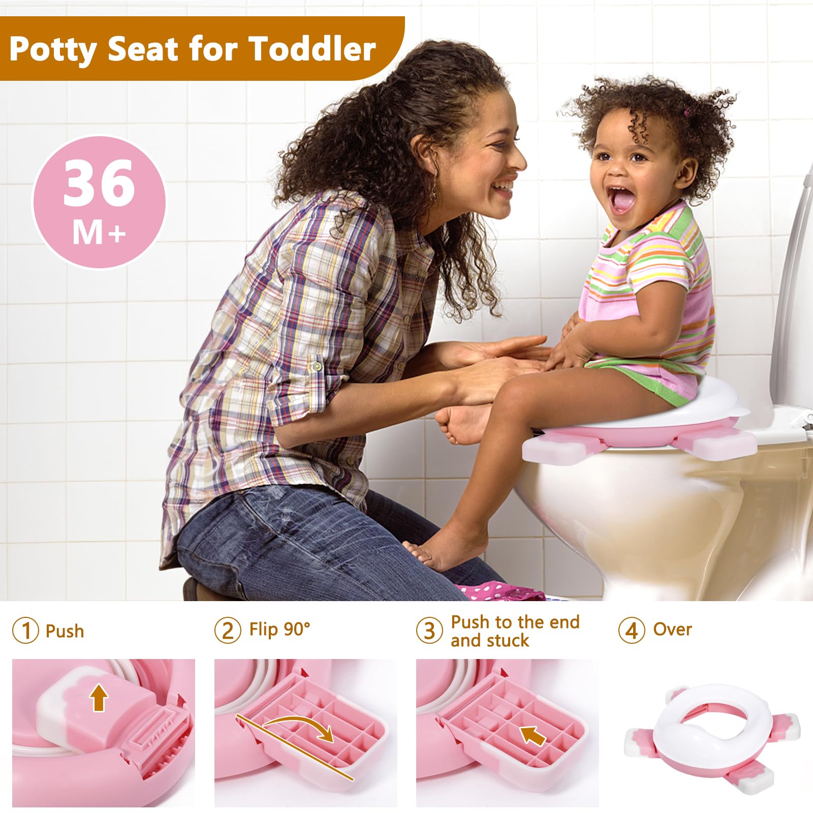Vasino Portatile per Bambini da Viaggio, Wc Portatile Bambini, con 2 Rotolo Borsa per Vasino, 2 Adesivi di Ricompensa, Borsa di Stoccaggio, Water Portatile Bambini, Rosa