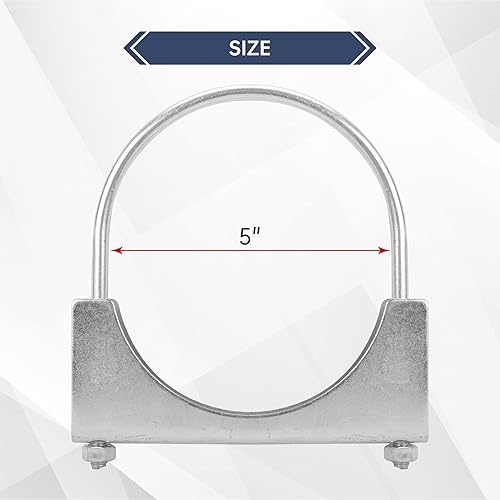Miniatura 2 de BATONECO Abrazadera de perno en U de 1.75 pulgadas, abrazaderas de escape de silenciador, acero suave resistente de 1-34 pulgadas (paquete de 2)