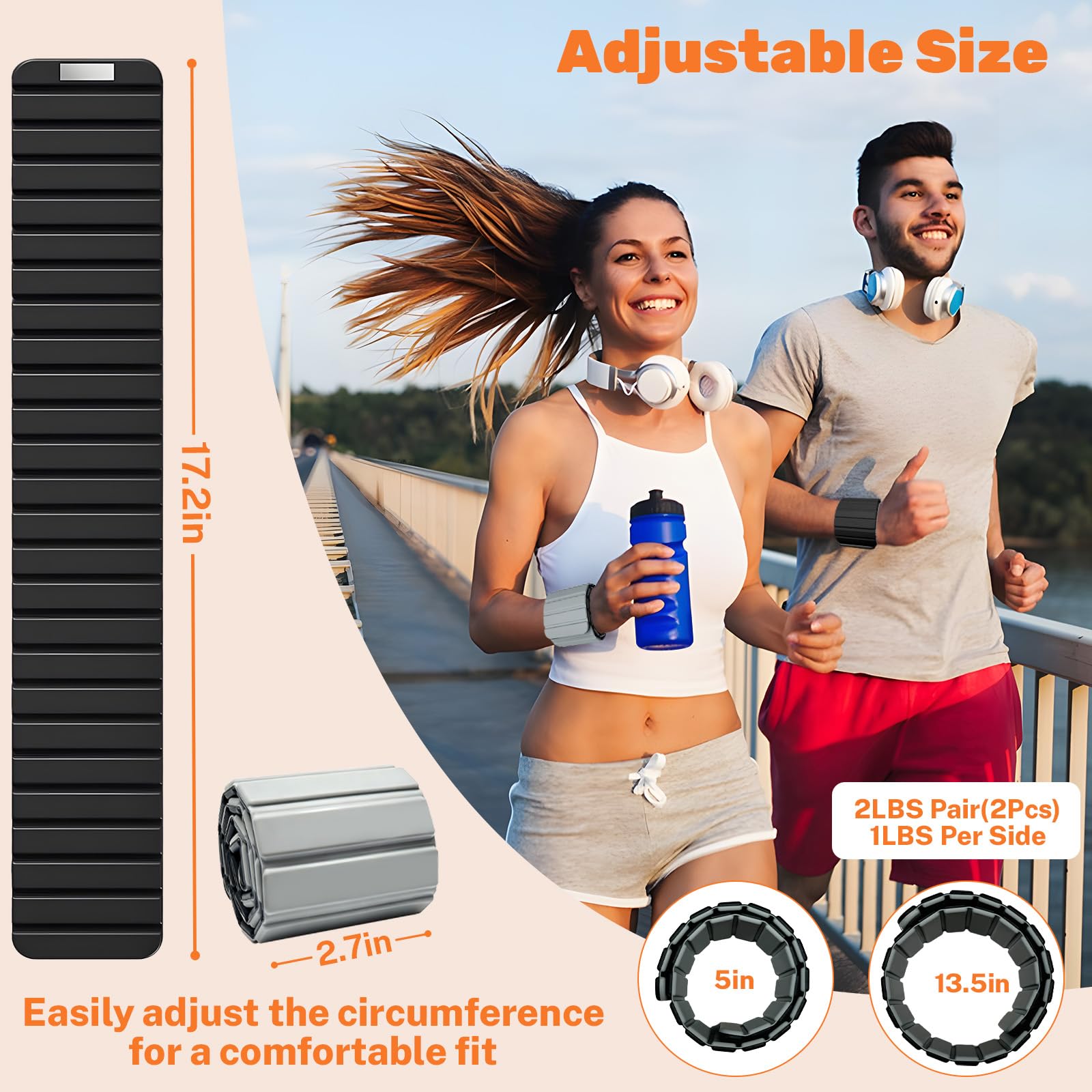 Magnetic Ankle Weights for Women, Adjustable Silicone Wrist Weights Bracelet Set, Stackable Wrist and Ankle Weights 1 Pair 2 Lbs, Weighted Bangles Wearable for Home Gym Workout, Jogging, Yoga & Walking