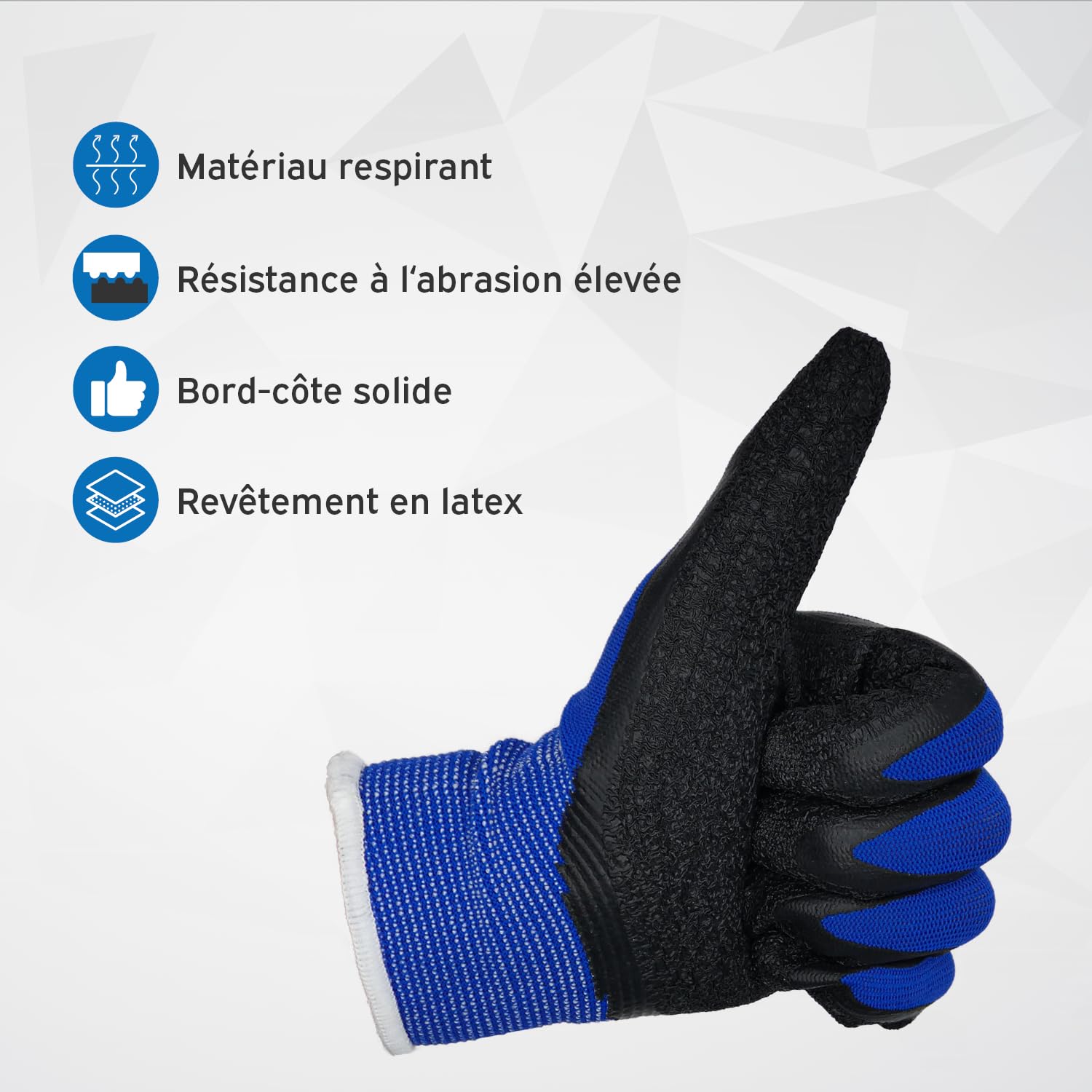 kör4u Lot de 140 paires de gants de travail respirants et enduits Gants de protection Bonne adhérence avec revêtement en latex de haute qualité Haute élasticité
