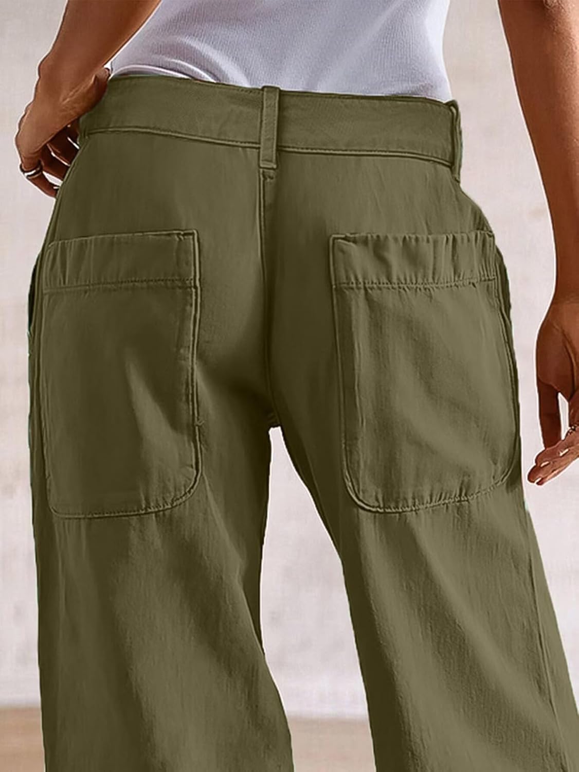 Flamingals Wide Straight Leg Mid Rise Baggy Pocket Denim Jeans Without Belt