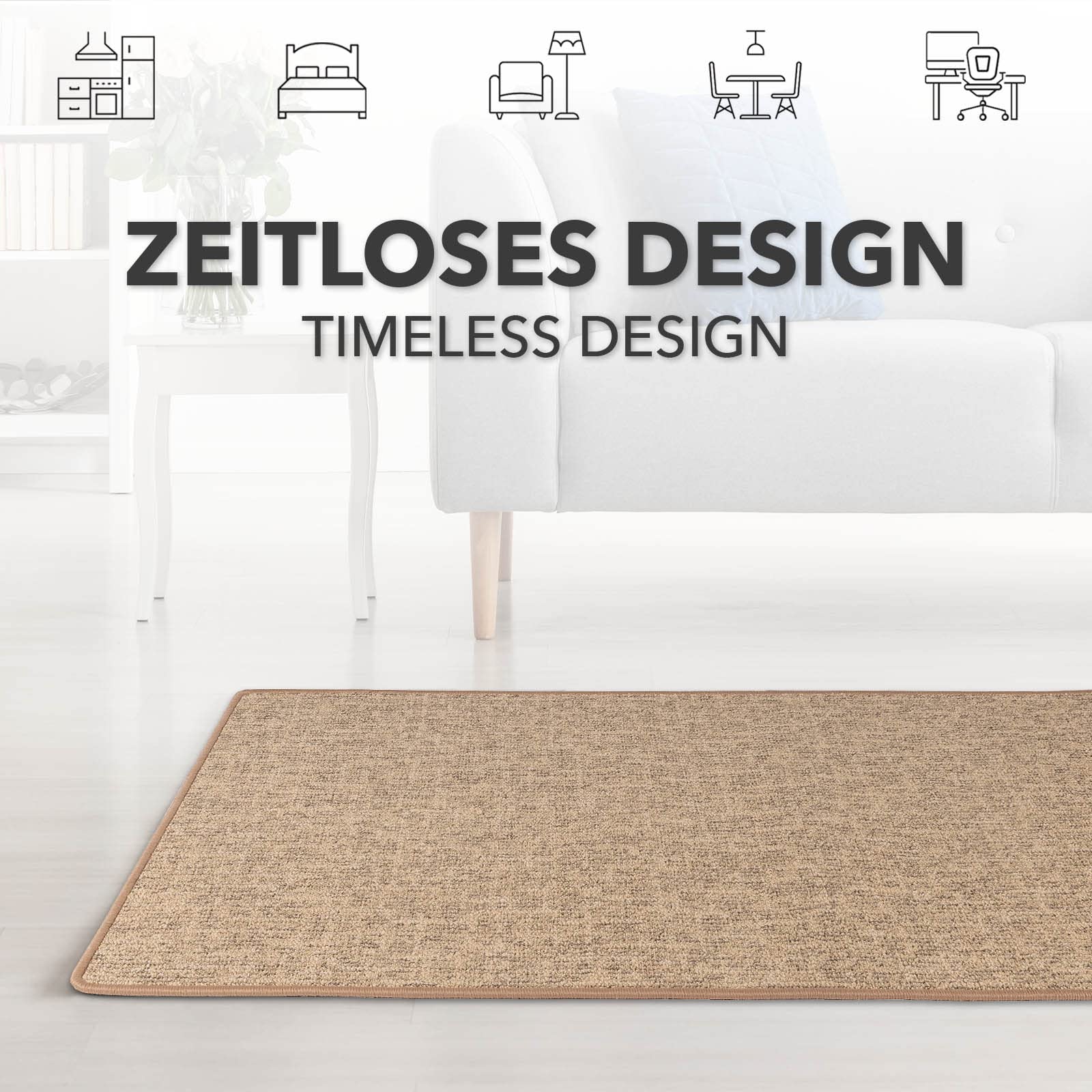 Karat Tapijtloper voor keuken hal & woonkamer tapijtloper op maat per meter gangtapijt keukenloper woonkamer tapijt (80 x 300 cm Alto beige
