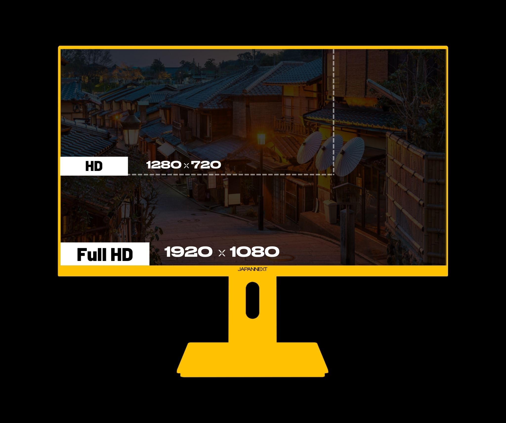 JapanNext Monitor Gaming 23,8" IPS 120Hz 0.5ms Giallo Pastello | Full HD (1920x1080) | Altezza/inclinazione regolabili (HSP) Altoparlanti integrati G-Sync/FreeSync | JN-IPS238G120F-HSP-YE