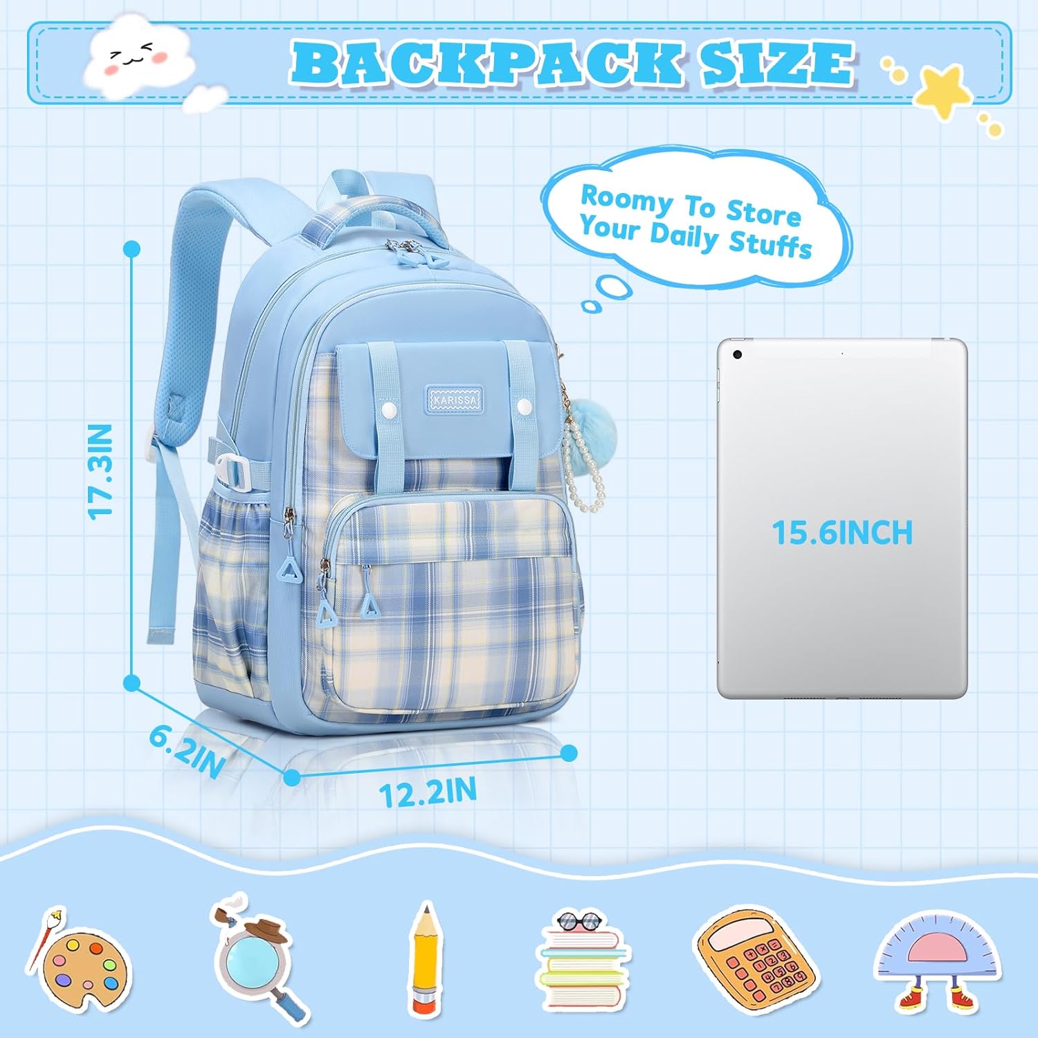 Girls Backpack, Ideal School Backpack for Girls from Elementary to Teen Years, Kawaii Bookbag Cute Large Capacity - Image 3