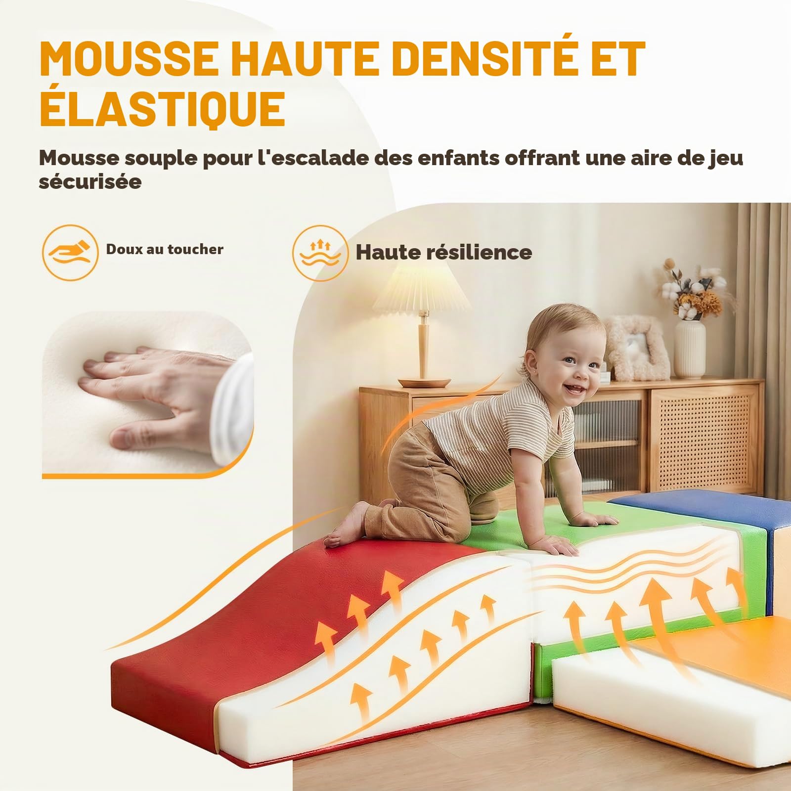 JungleDove Lot de 4 Jouets d’Escalade pour Tout-Petits : Ensemble de Jeu Souple en Cuir PU – Blocs d’Escalade en Mousse pour Ramper et Glisser, Aire de Jeux intérieure pour Enfants (Couleur variée)