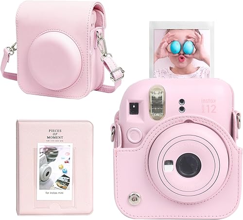 CAIYOULE Funda para cámara Instax Mini 12, piel sintética, especializada para Fujifilm Instax mini 12, diseño de agujero preciso, ajuste perfecto y