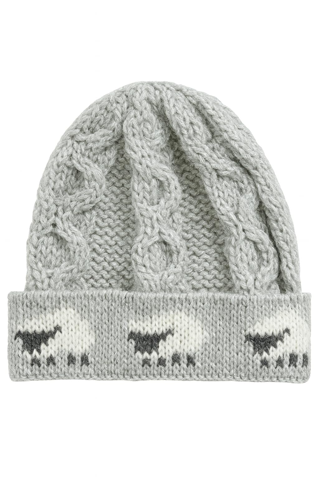 MYSASI Gorro Aran 100% lana gruesa para mujer, talla única, diseño de oveja, tejido británico acabado a mano
