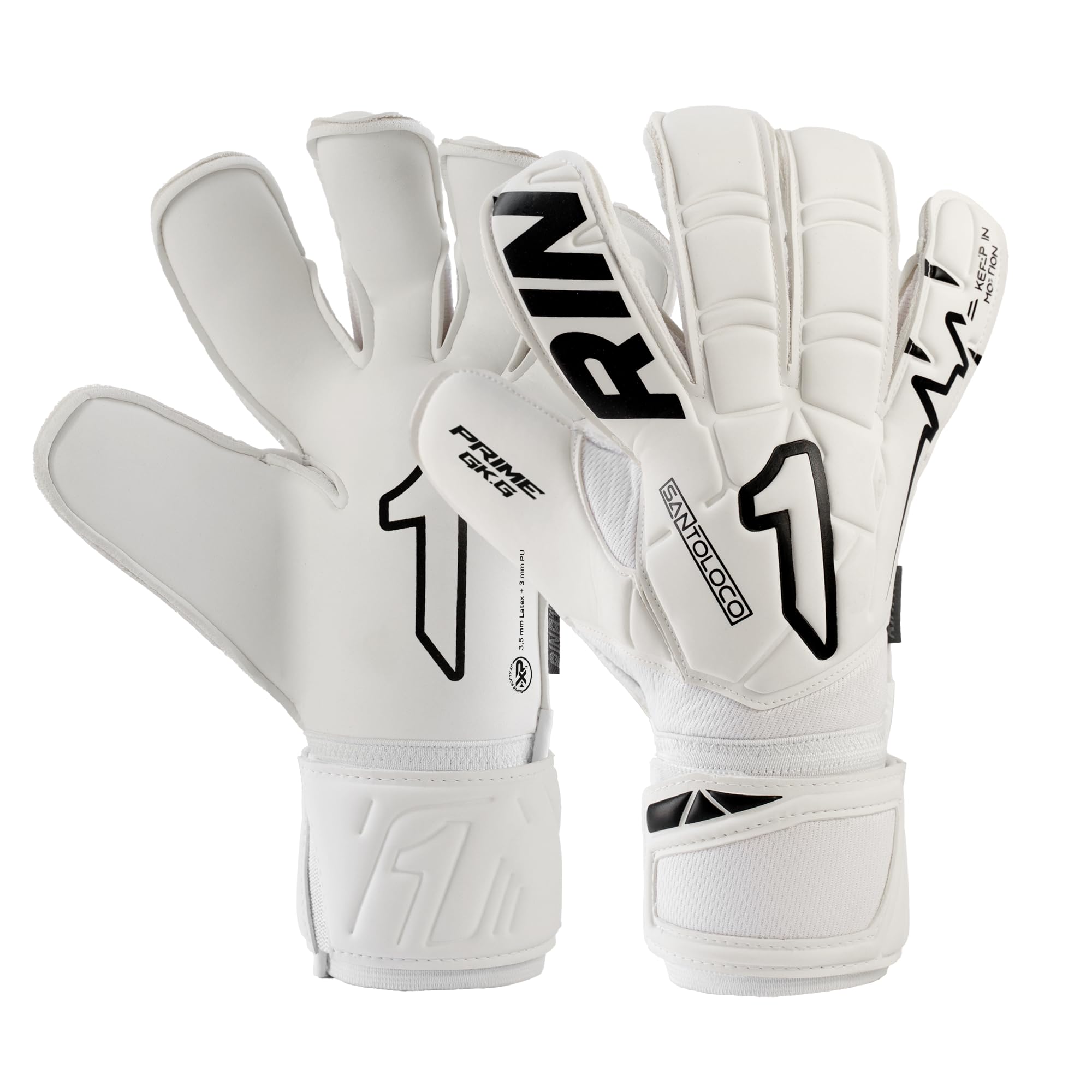 Rinat Santoloco Prime Adult Goalkeeper Gloves, White, Size 8