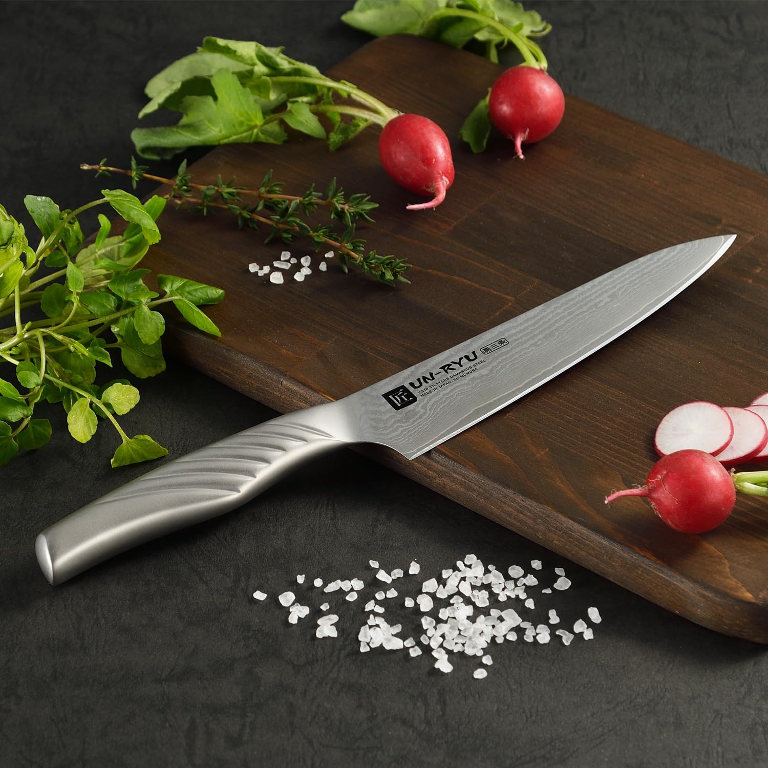 UNRYU 三徳包丁 オールステンレスダマスカス