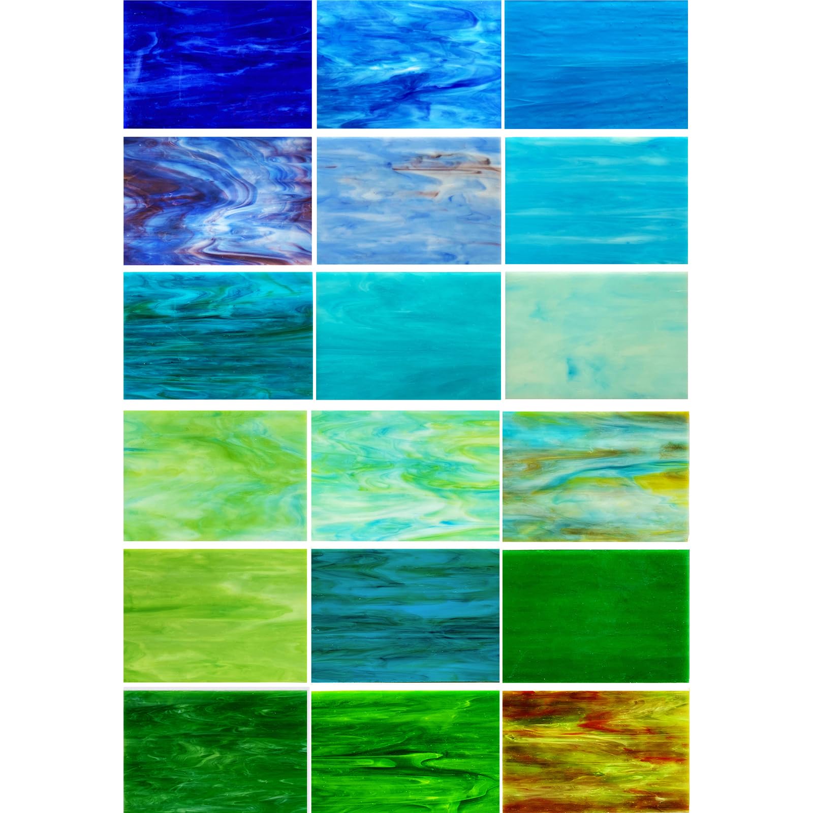 Stained Glass Sheets Blue and Green Bundle