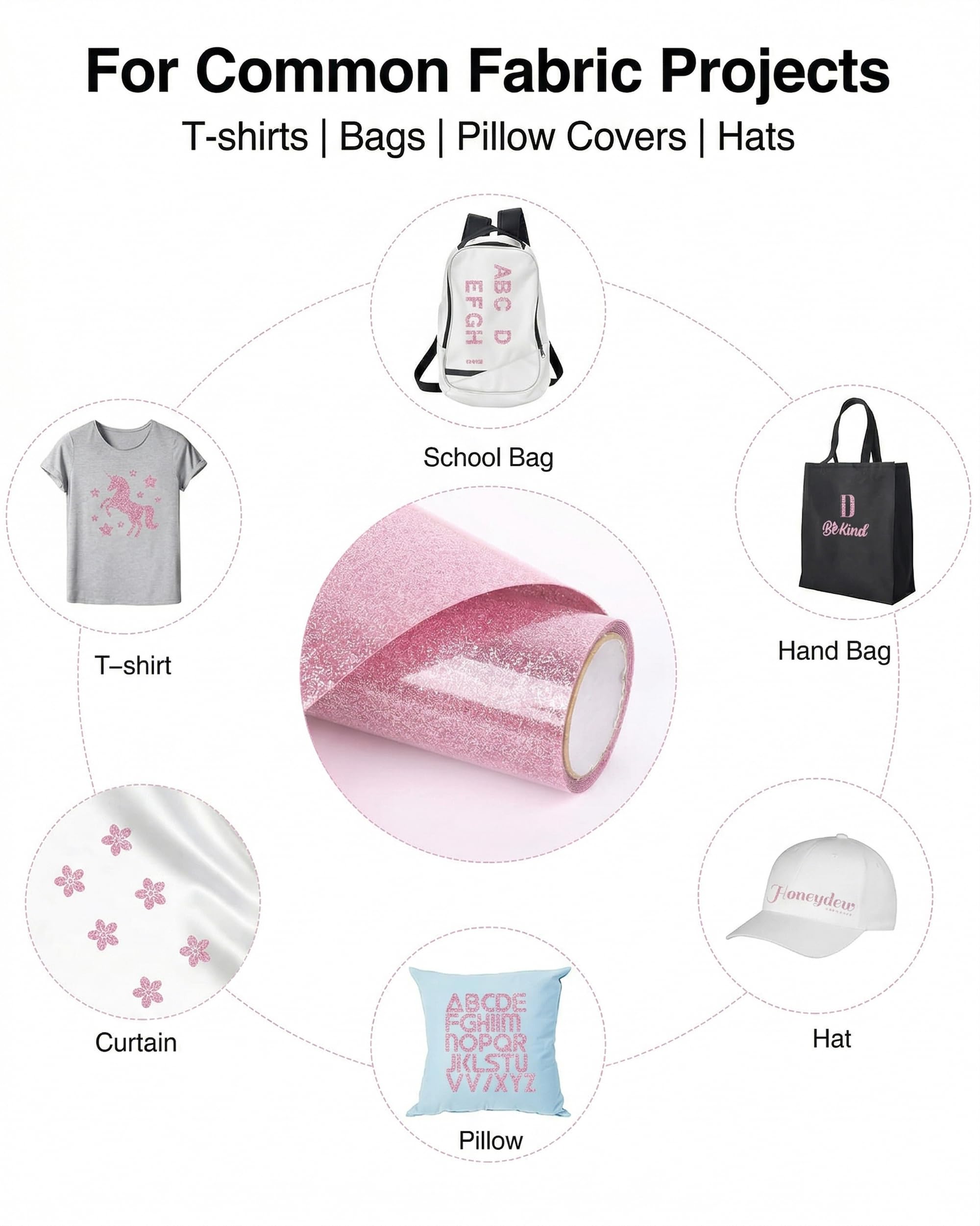 100cm x 30cm Heat Transfer Vinyl Rosa Folie Textil Plotter Bügelfolie Glitzer HTV Iron On Muster Logo Brief für T-shirts Wärmeübertragungsfolie - Glitzer Rosa Plotterfolie
