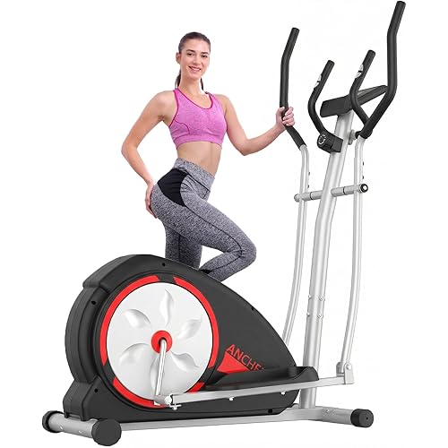 ANCHEER Elliptical Exercise Machine, Elliptical Trainer for Home Gym, Exercise Equipment 500Lbs Max Weight, Ultra-Silent Elliptical Machine, with Pulse Rate Grips&Smooth Resistance Levels
