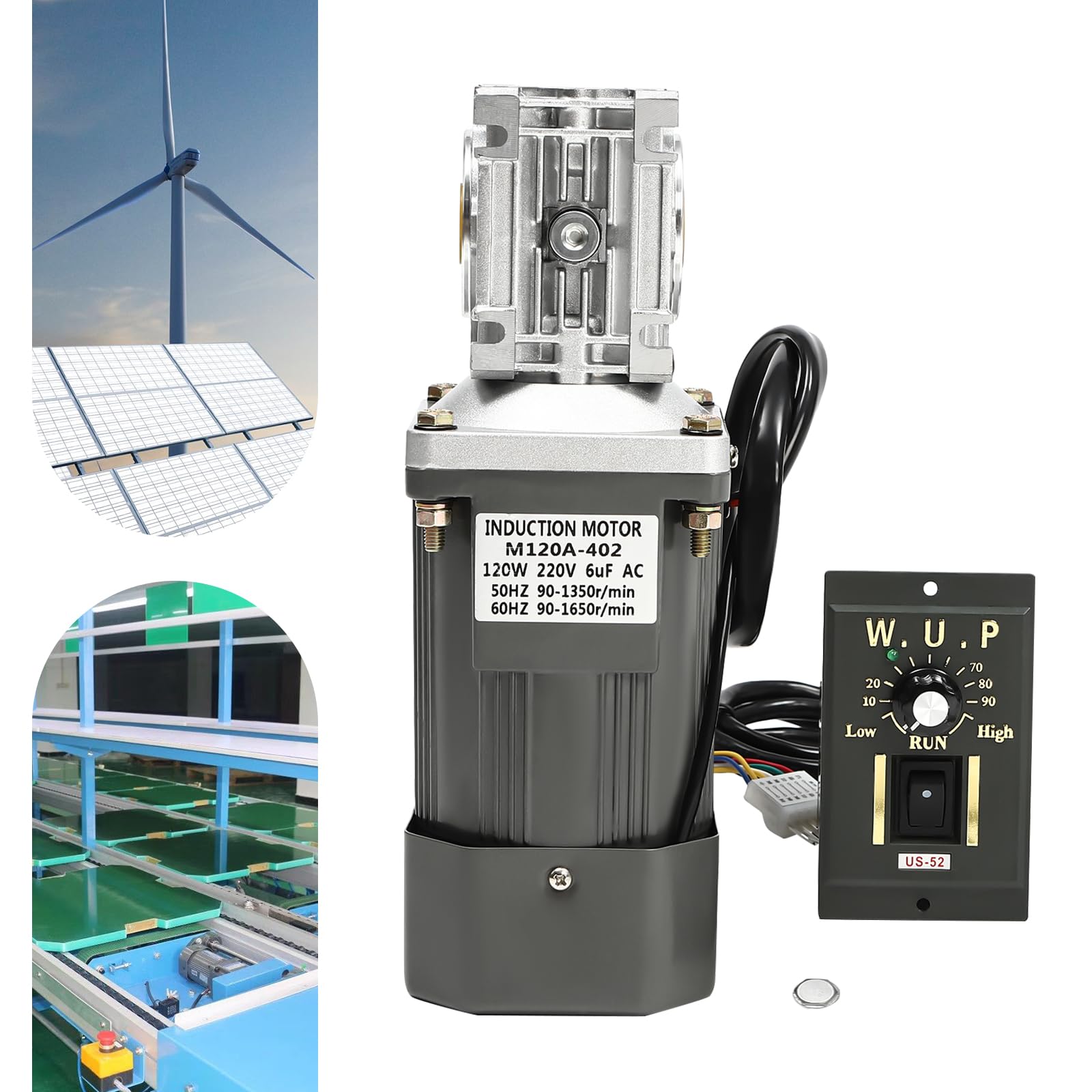 120W Schneckengetriebe Reduziergetriebe Getriebemotoren mit hohem Drehmoment Umkehrbar Elektrisches Schneckengetriebe Motor hohes 220V Schneckengetriebemotor Geräuscharm 14mm Welle