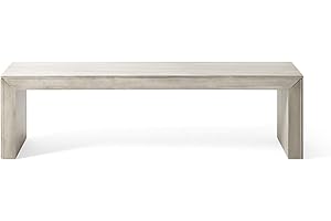 GDFStudio Farmhouse Tabletop Acacia Wood Dining Bench with Gray Oak Finish