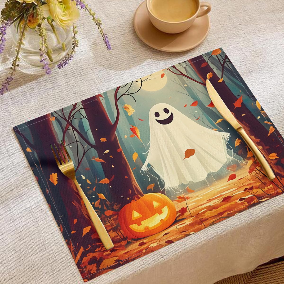 Sets de table fantôme dessin animé pour repas de famille rigolos