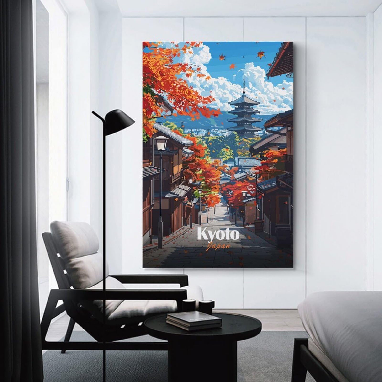 Junmoney Unframe-Style-13-1 Kyoto Japan Autumn Landscape(2) Canvas Wall Decor 08X12inch(20X30cm), For Workspace Walls, Study Corners Or Bedrooms, Decorative Artwork For Productive Spaces